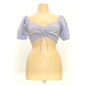 Urban Outfitters Gingham Puff Sleeve Crop Top